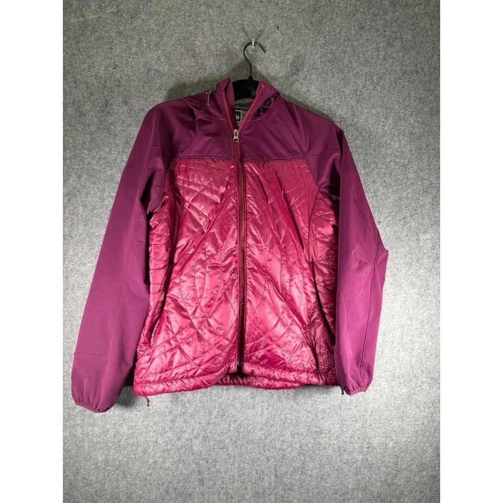 REI Jacket Women S Lightweight Hooded Quilted‎ Full Zip Purple Outdoor Hiking